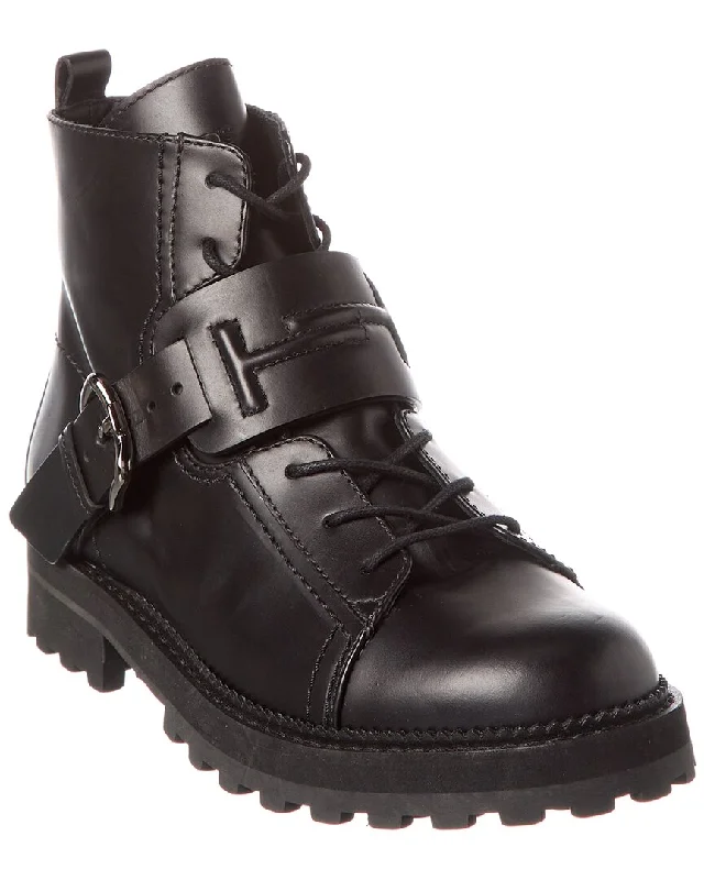 TOD’s Leather Boot Ankle - High Military Boot Style  