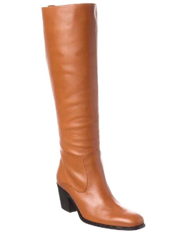 TOD’s Leather Knee-High Boot Distressed Leather Shoe Style  