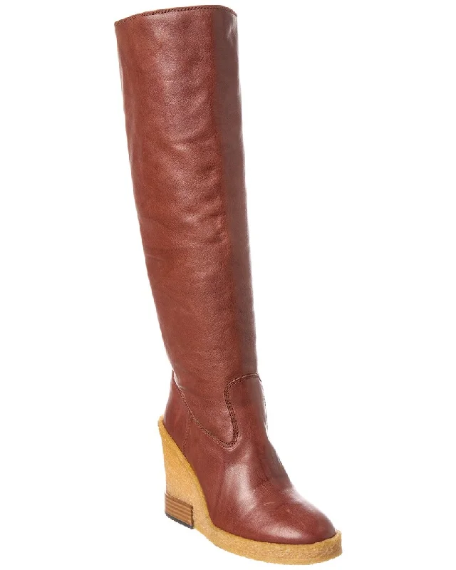 TOD’s Leather Wedge Knee-High Boot Smart - Shoe Functionality Style  