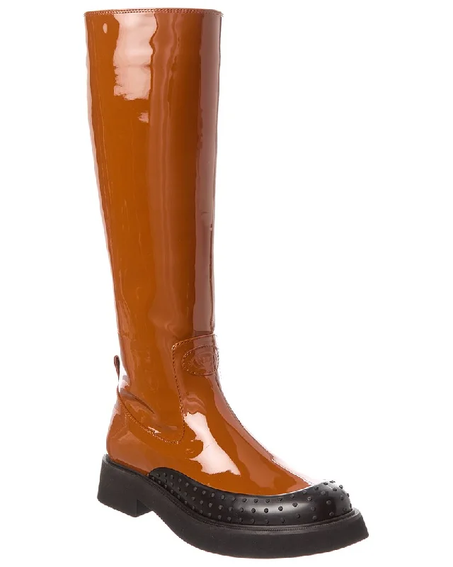 TOD’s Patent Knee-High Boot Cowboy Boot Western Style  