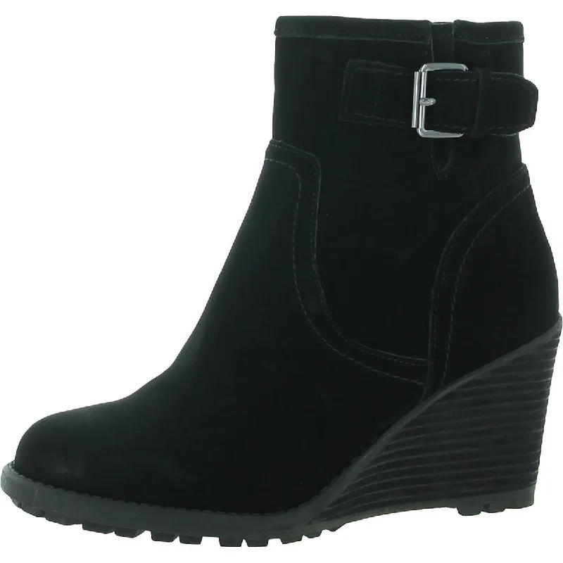 Trace Womens Suede Wedge Ankle Boots Retro Plimsoll Style  