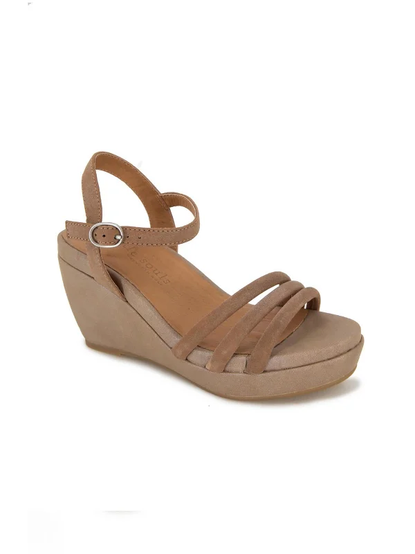 Viki Womens Suede Round Toe Platform Sandals Loose - Fit Slipper Style  