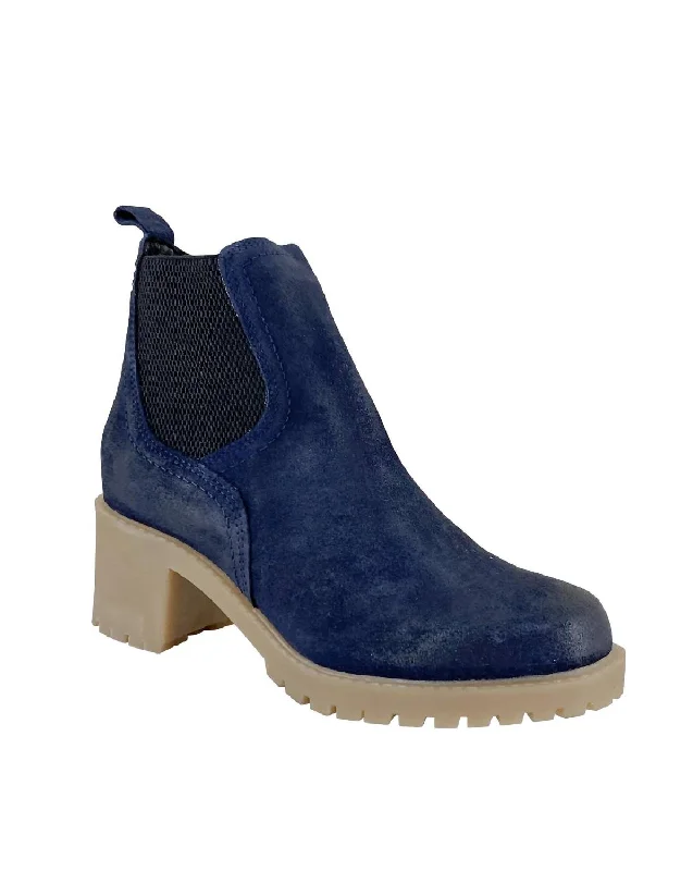 Women Trento Waterproof Chelsea Boot In Navy Memory - Foam Slipper Look  