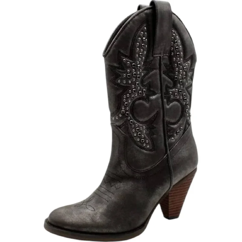 Women's Arienette Boots In Black Monochromatic Shoe Look  