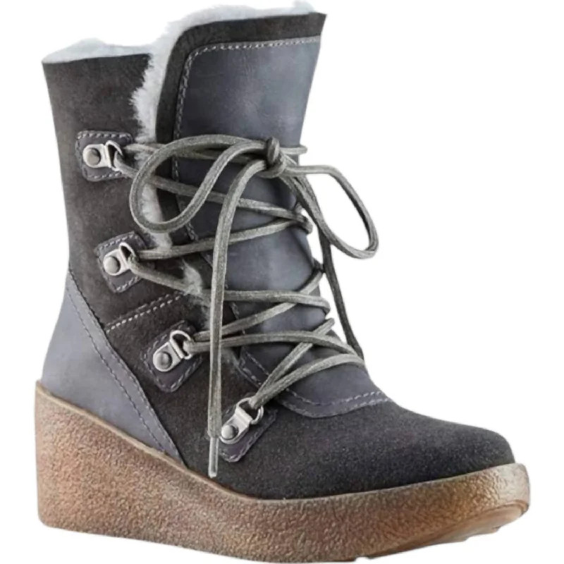 Women's Dylan Boots In Pewter Ankle - High Military Boot Style  