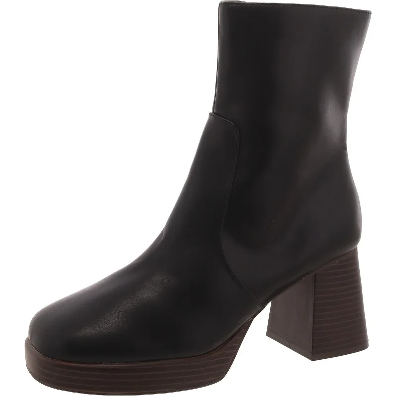 Womens Faux Leather Square Toe Ankle Boots Minimalist Sneaker Style  