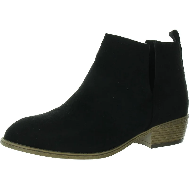 Womens Faux Suede Almond Toe Booties Sustainable Shoe Design  