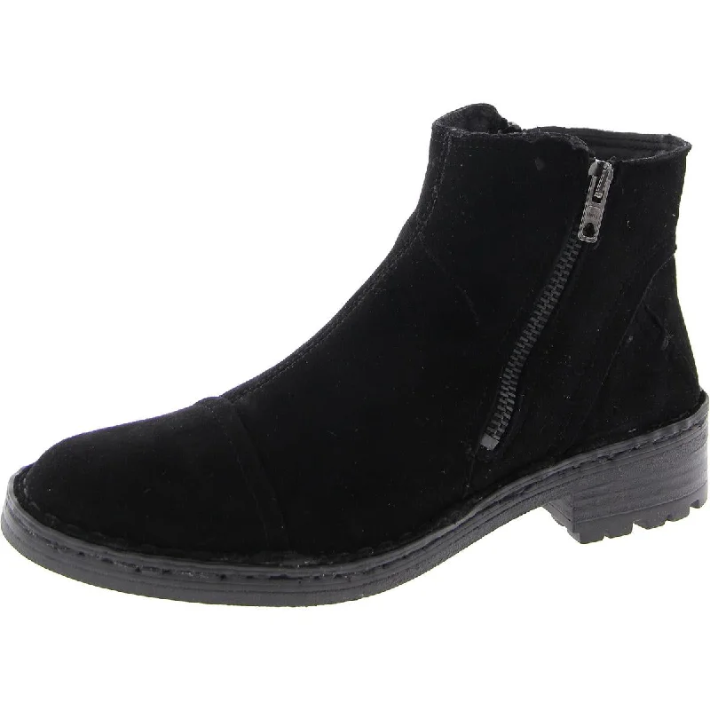 Womens Faux Suede Round toe Ankle Boots Striped Shoe Style  