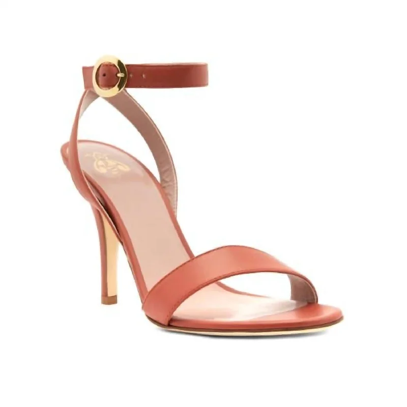 Women's Helena Calfskin Sandals In Brick Desert Boot Utility Style  