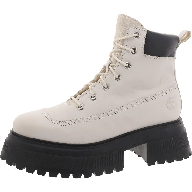 Womens Leather Block Heel Hiking Boots Dressy Chelsea Boot Style 