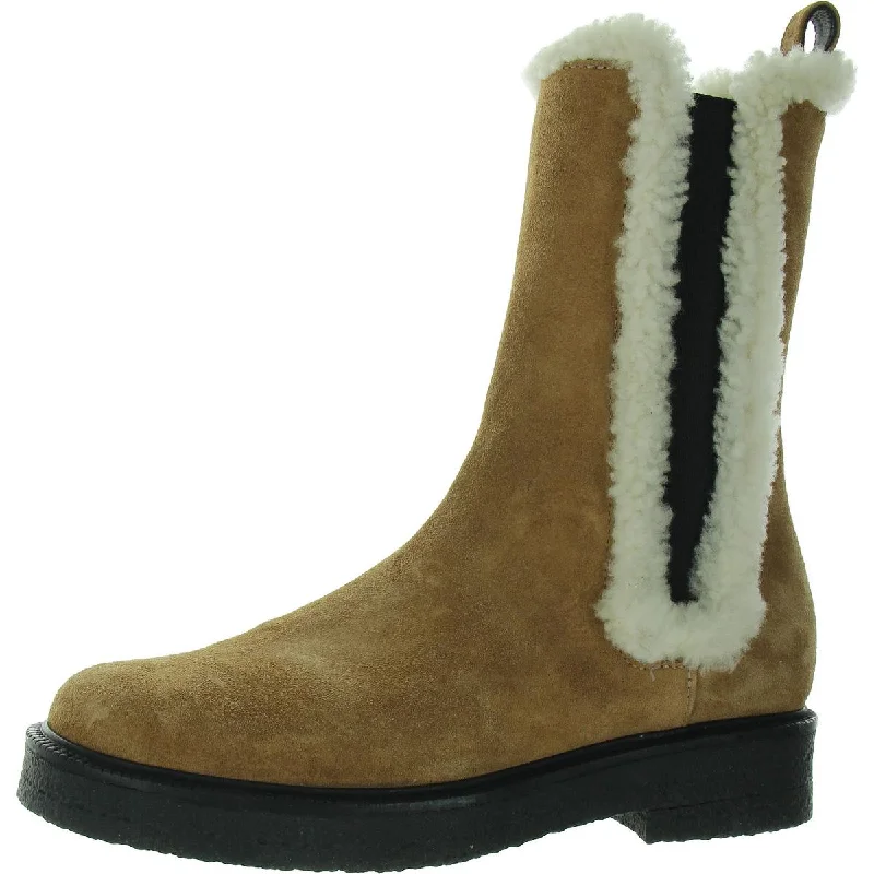 Womens Leather Lugged Sole Mid-Calf Boots Ivy League - Inspired Derby Look 
