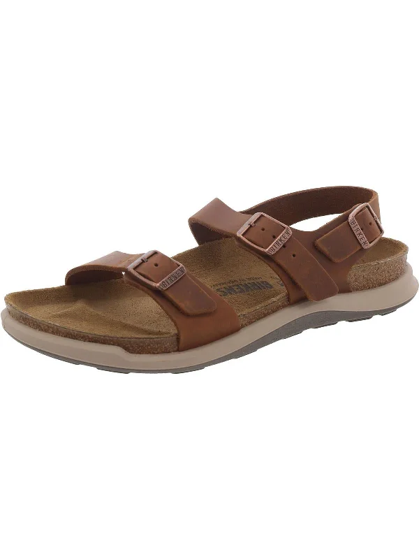 Womens Leather Round toe Flatform Sandals Rubber - Sole Plimsoll Look  