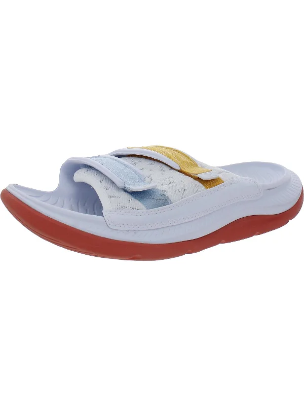 Womens Mesh Inset Manmade Slide Sandals Neon - Accent Sneaker Look  
