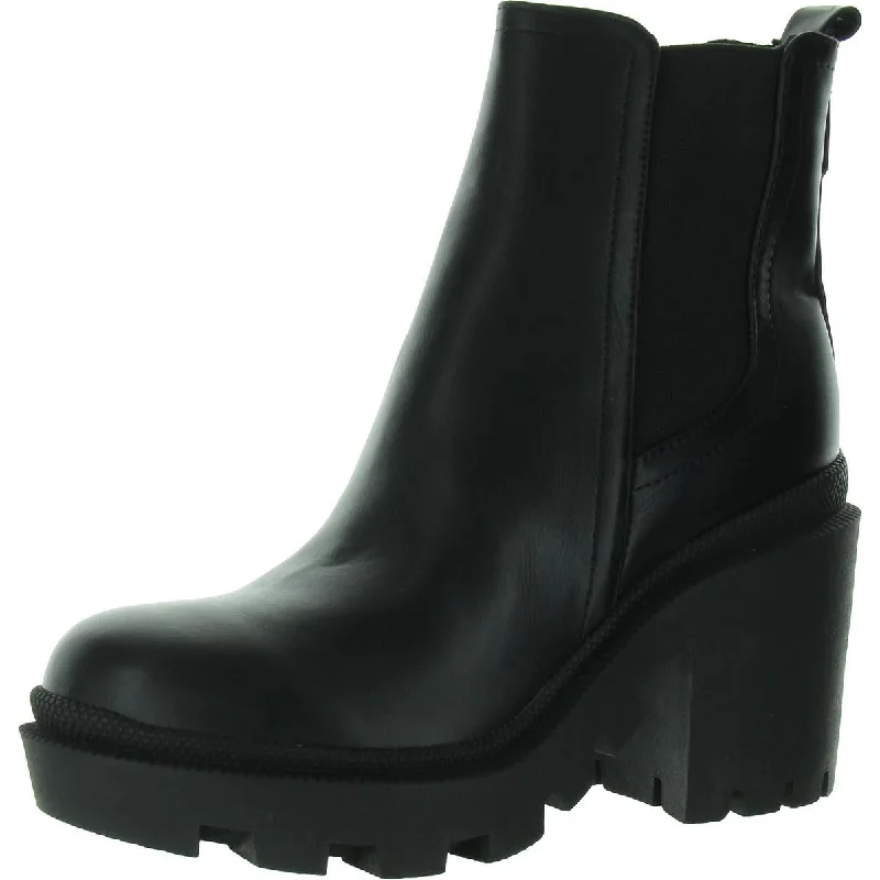 Womens Padded Insole Round Toe Chelsea Boots Ankle - High Military Boot Style  