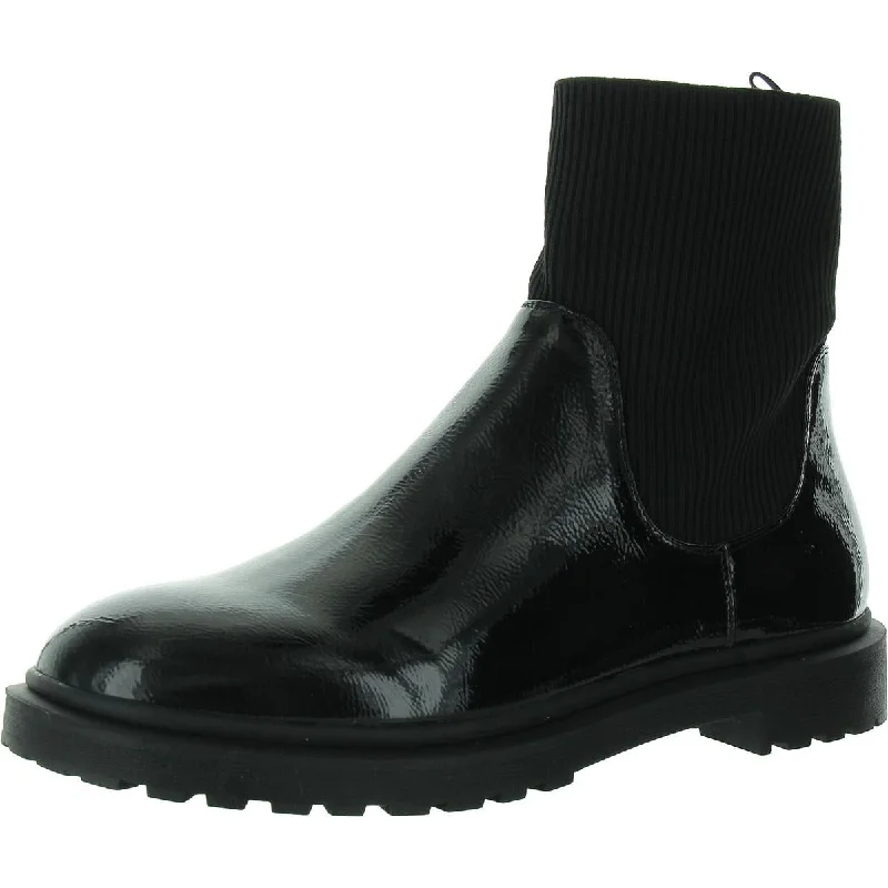 Womens Patent Comfort Insole Booties Hip - Hop Sneaker Style  