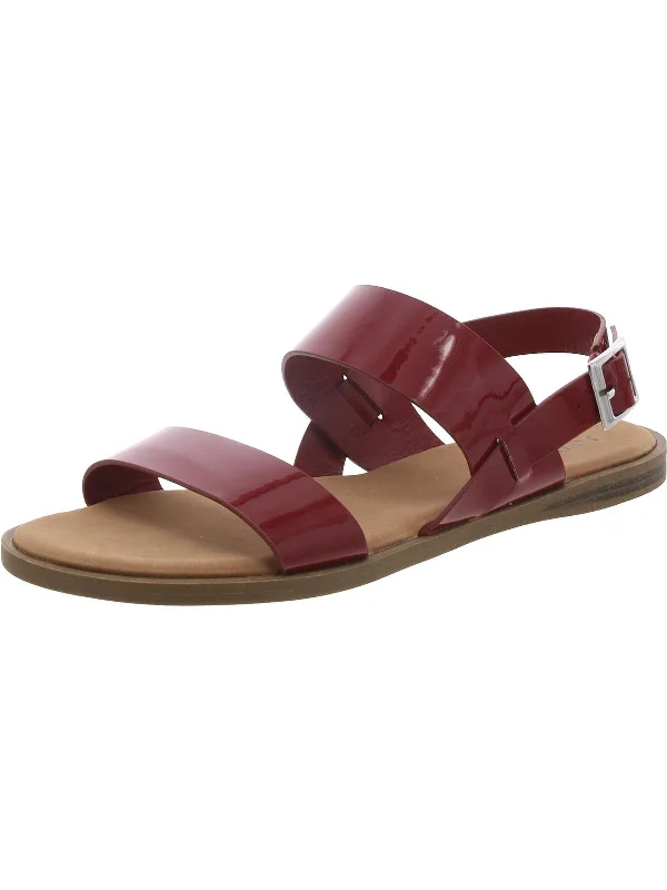Womens Patent Leather Flat Ankle Strap Performance Running Sneaker Look  