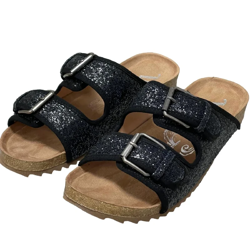 Women's Paula Sandals In Black Single - Buckle Monk Look  