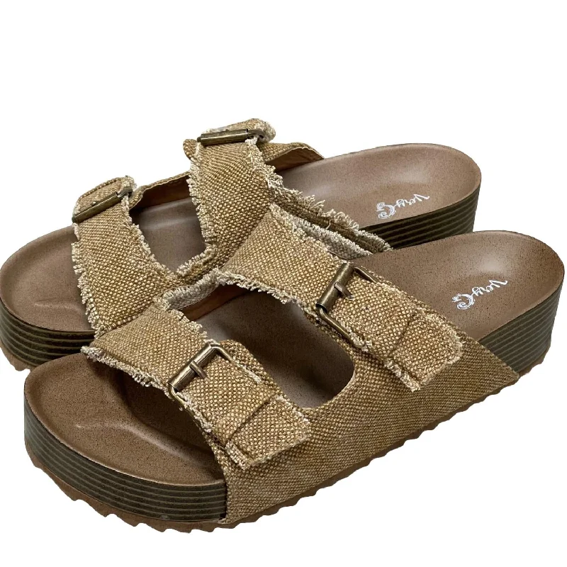 Women's Robyn Sandals In Light Tan Edwardian Shoe Look  