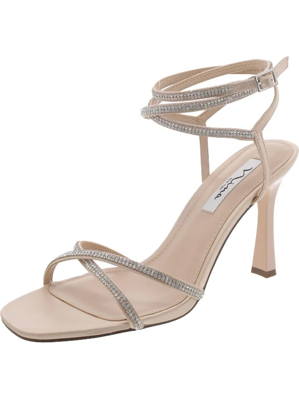 Womens Satin Square toe Strappy Sandals Retro Plimsoll Style  