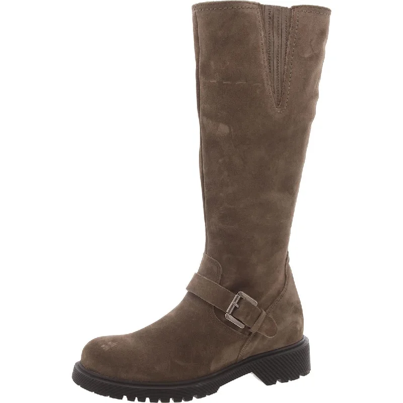 Womens Suede Riding Knee-High Boots Blue Coast Loafer Aesthetic 